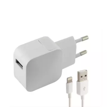 Fali töltő + Világító MFI Kábel 2.4A USB iPhone Fehér